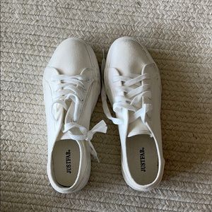 Platform white canvas shoes